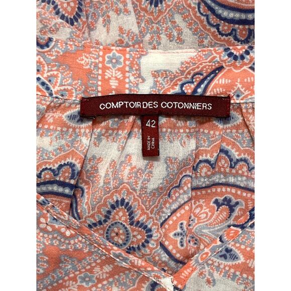 Comptoir des Cotonniers Cotton Tunic Top Paisley Print Pink Blue Size 42 (US 10) - Picture 7 of 7